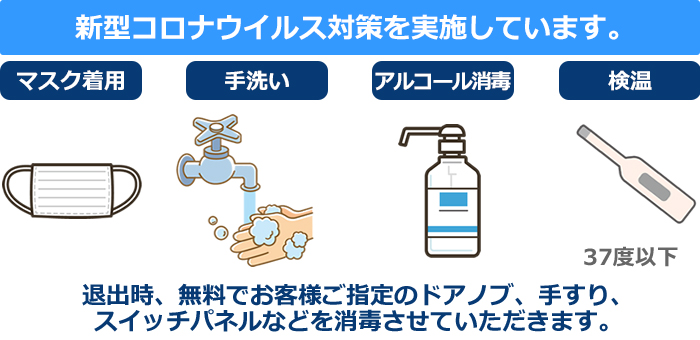 新型コロナウイルス対策実施中